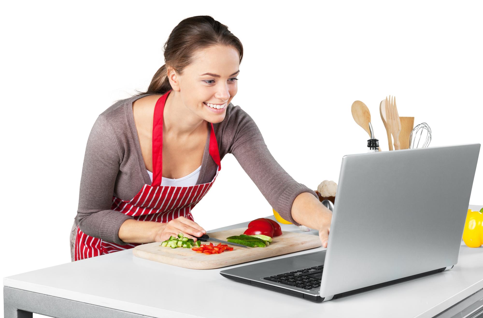 Studente durante lezione di cucina online
